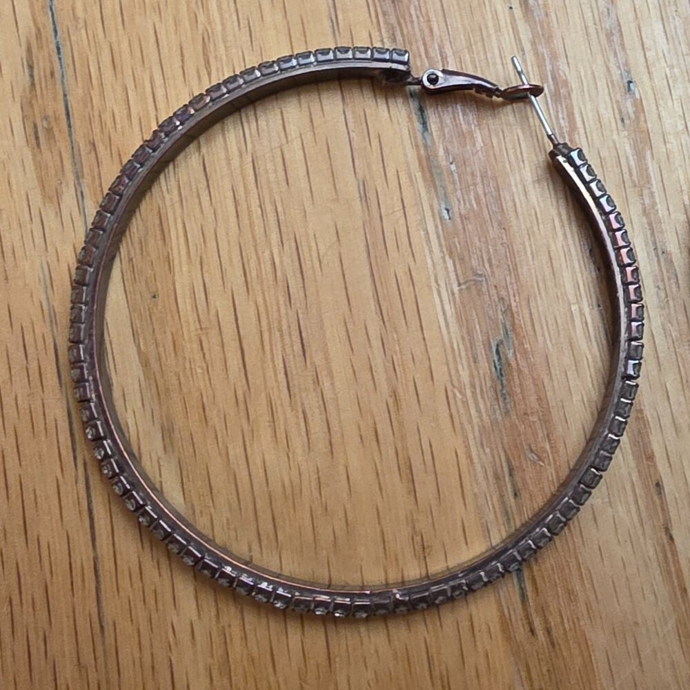 Etsy Silver Toned Oversized Rhinestone Hoops - Picture 4 of 16